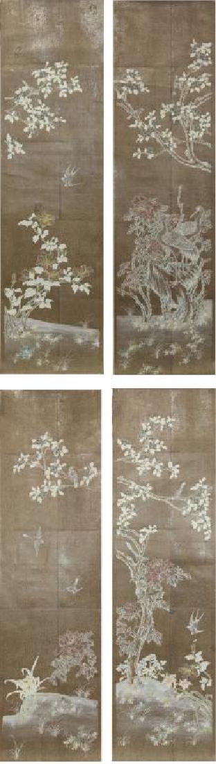 FOUR JAPANESE STYLE SCROLLS OF BIRD AND FLOWERS (1 of 9)