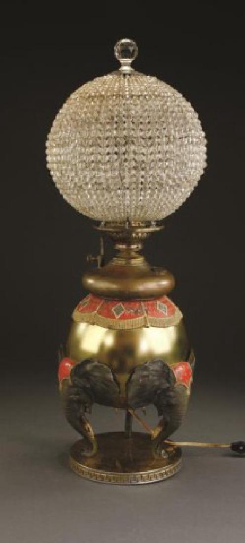 ANTIQUE TURKISH BEADED GLASS AND BRASS OIL LAMP (1 of 1)