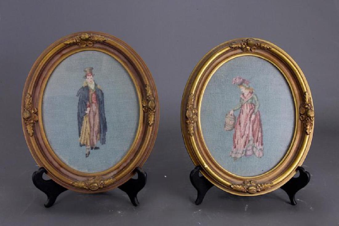 PAIR OF FRAMED NEEDLEPOINT WORKS (1 of 1)