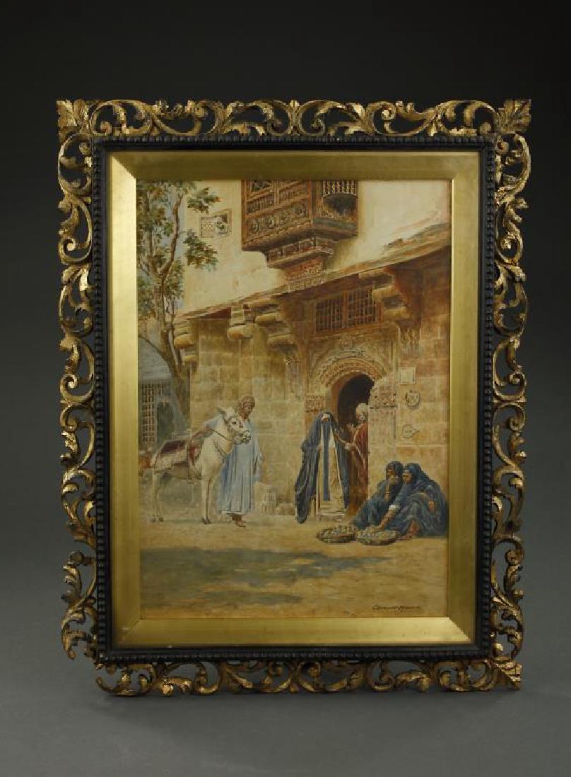 FRAMED WATERCOLOR PAINTING OF MIDDLE EASTERN SCENE (1 of 2)