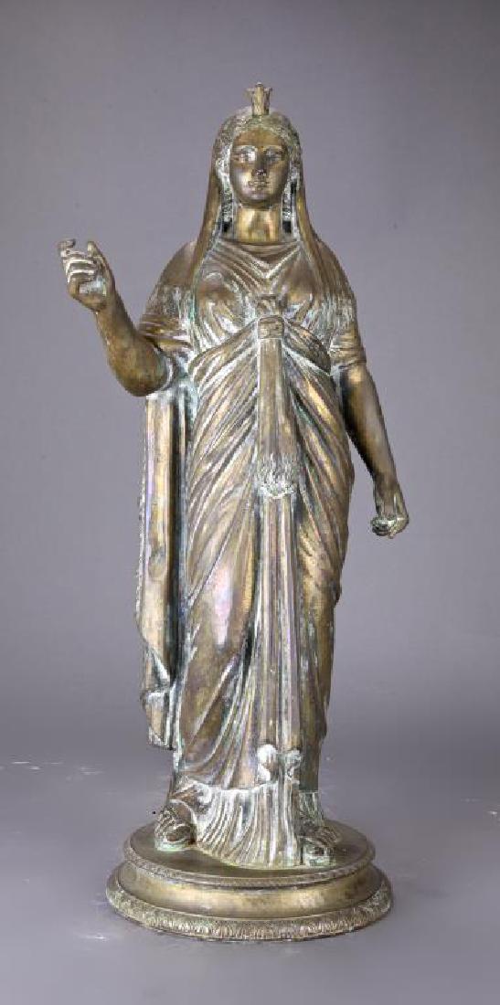 TALL ANTIQUE EUROPEAN BRONZE STATUE OF A GODDESS (1 of 2)