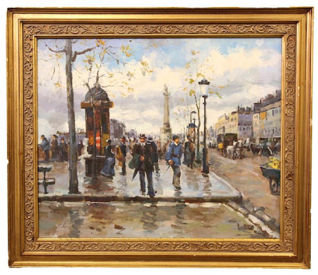 OIL PAINTING ON CANVAS OF CITY STREETS (1 of 2)