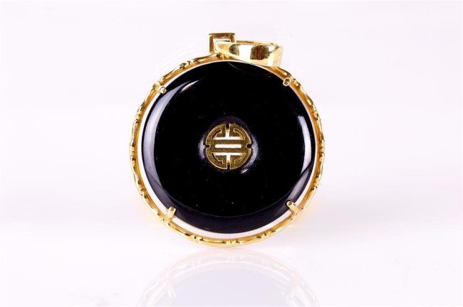 CHINESE 14K BLACK ONYX PENDANT (1 of 4)