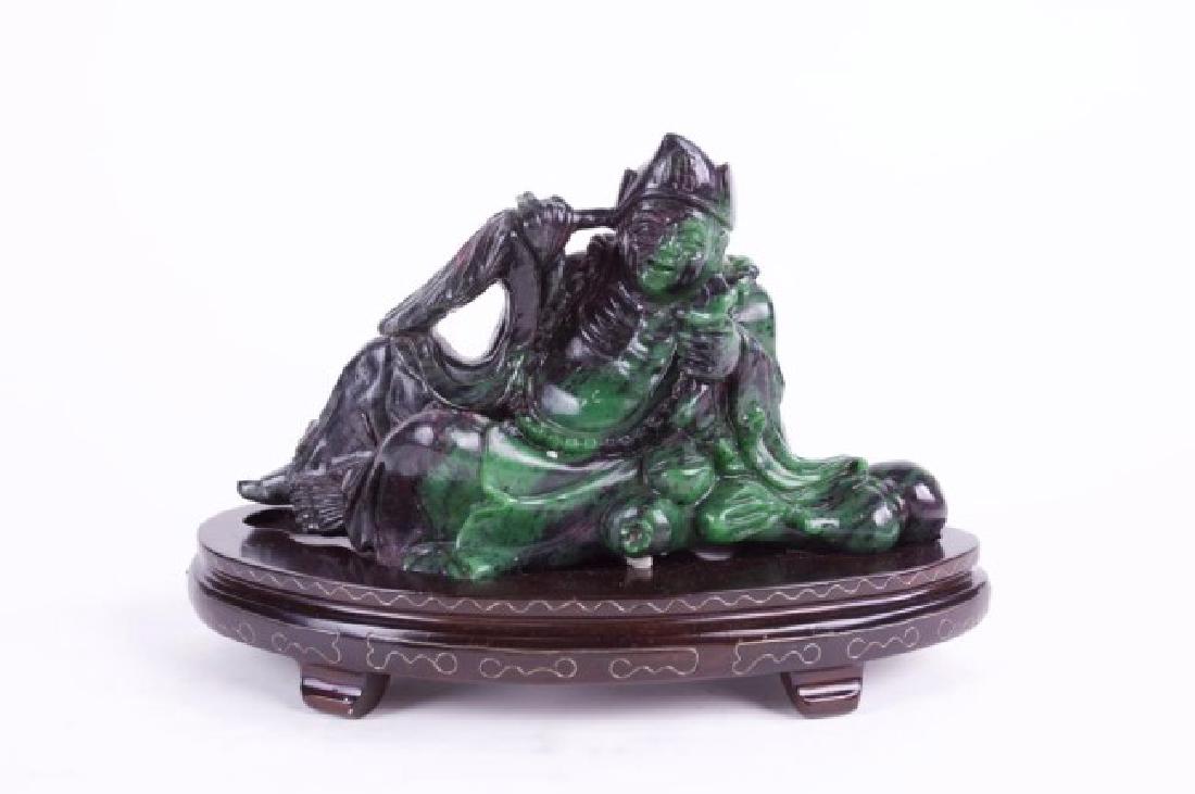 CARVED STONE IN ZOISITE FIGURE OF JIGONG BUDDHA (1 of 2)