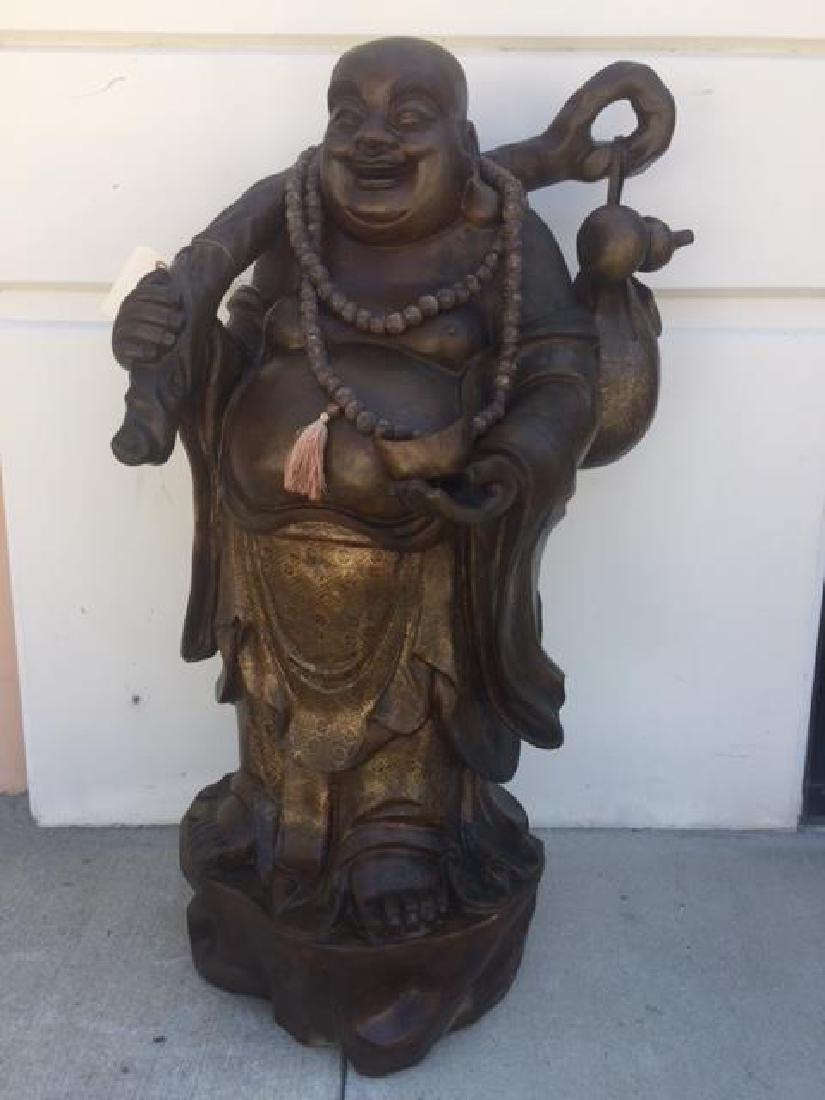 VERY LARGE BRONZE STANDING HAPPY BUDDHA (1 of 5)