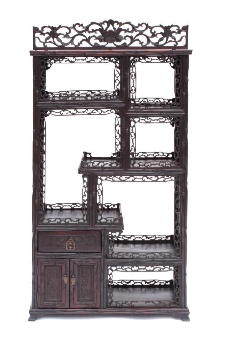 CHINESE HARDWOOD DISPLAY CABINET (1 of 2)
