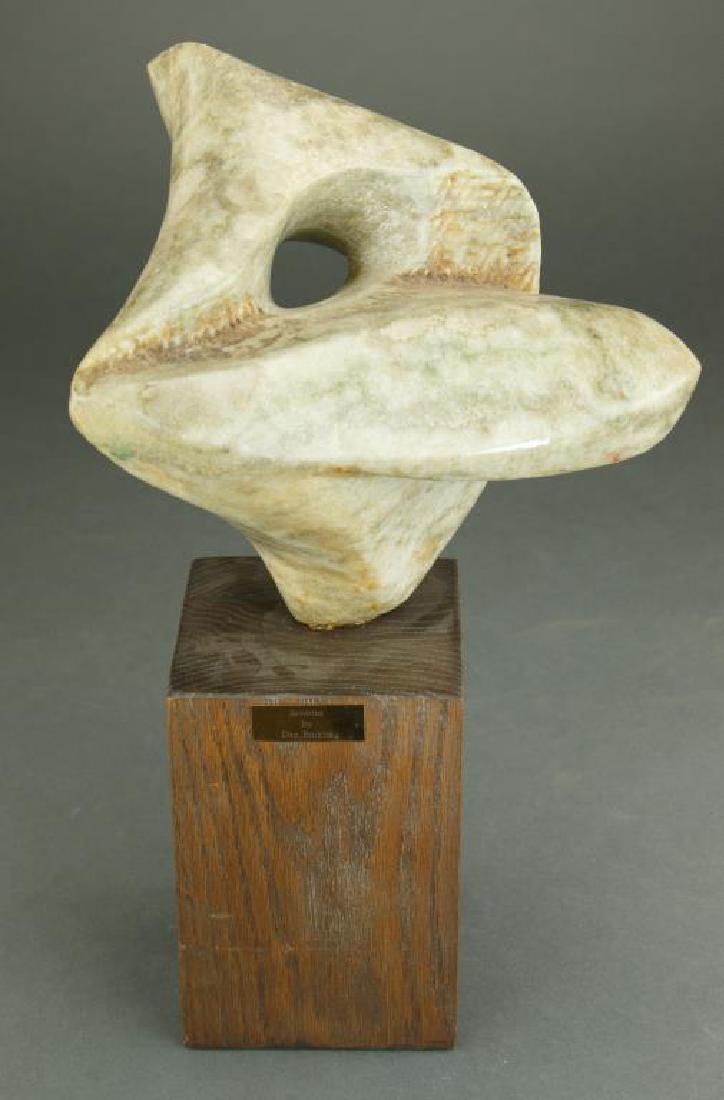 CONTEMPORARY STONE STATUE ON A WOOD STAND (1 of 4)