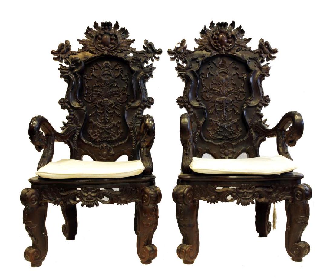 PAIR OF CHINESE HARDWOOD CHAIRS (1 of 2)