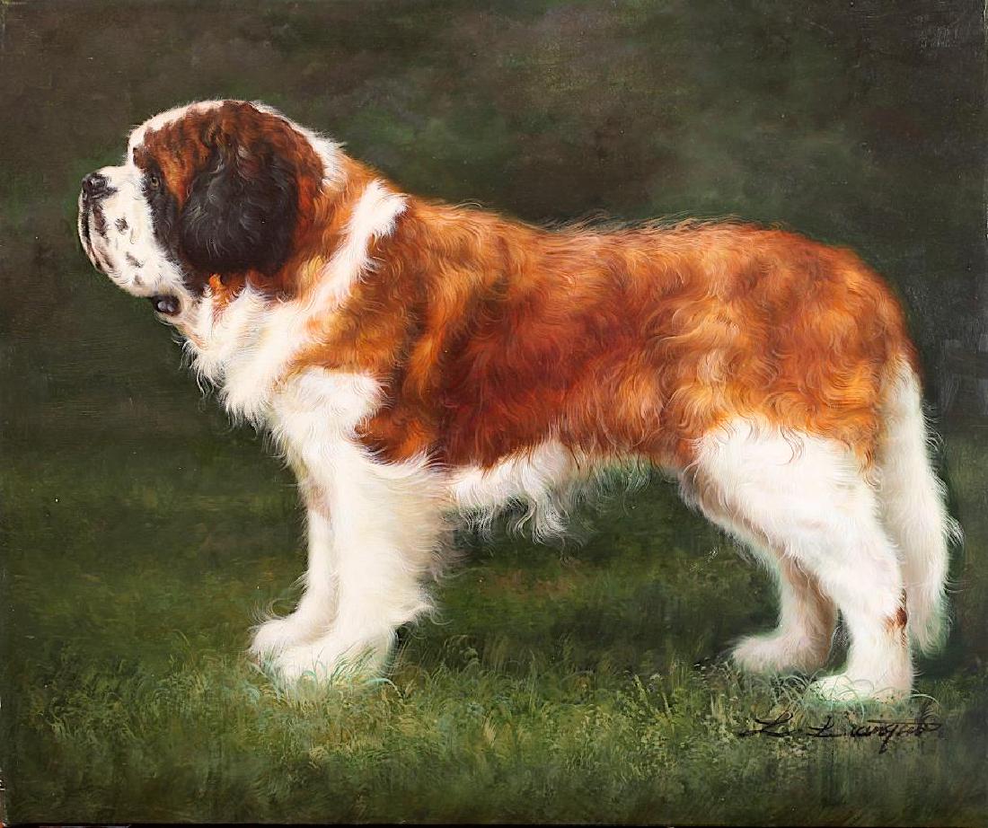 OIL PAINTING ON CANVAS OF A SAINT BERNARD DOG