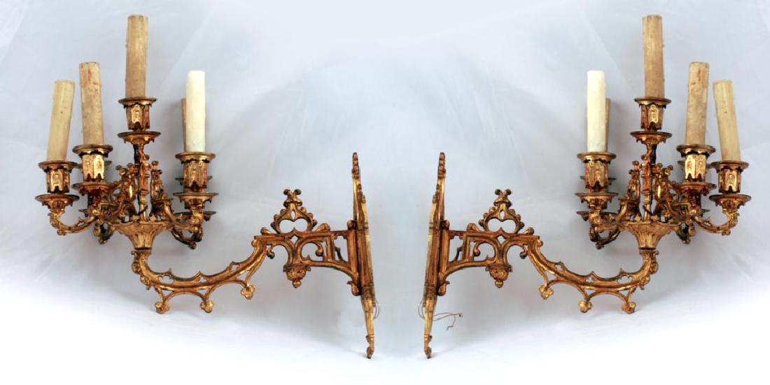 PAIR OF SIX-LIGHT GILT BRONZE WALL SCONCES (1 of 4)