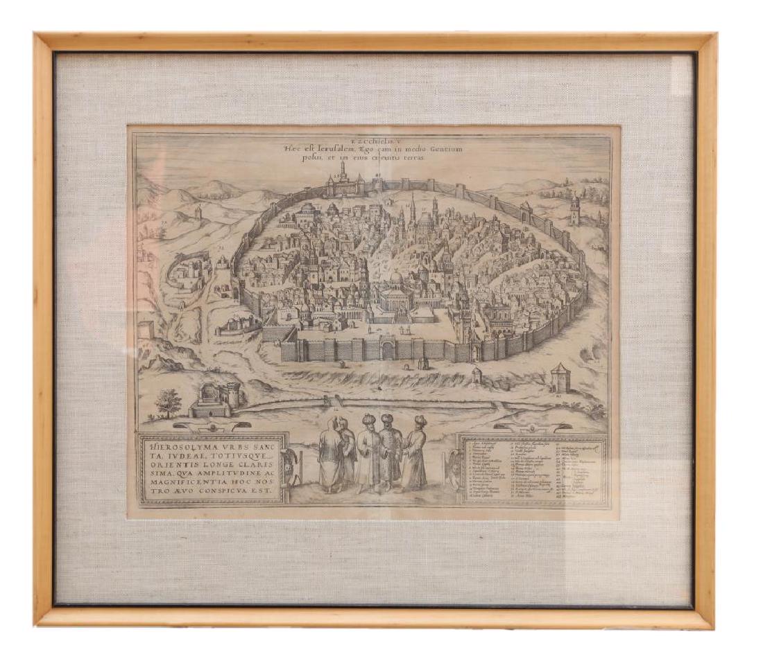 FRAMED PRINT OF A JERUSALEM MAP (1 of 4)
