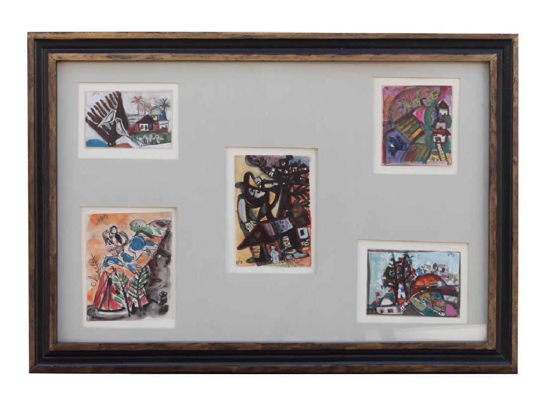 FRAMED ASSORTED SET OF FIVE PAINTINGS (1 of 5)