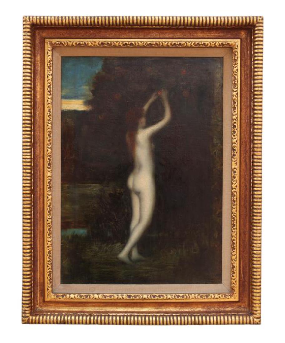GILTWOOD FRAMED OIL ON CANVAS PAINTING: Eve. No signature found. H: 18 1/4 in. L: 14 in.