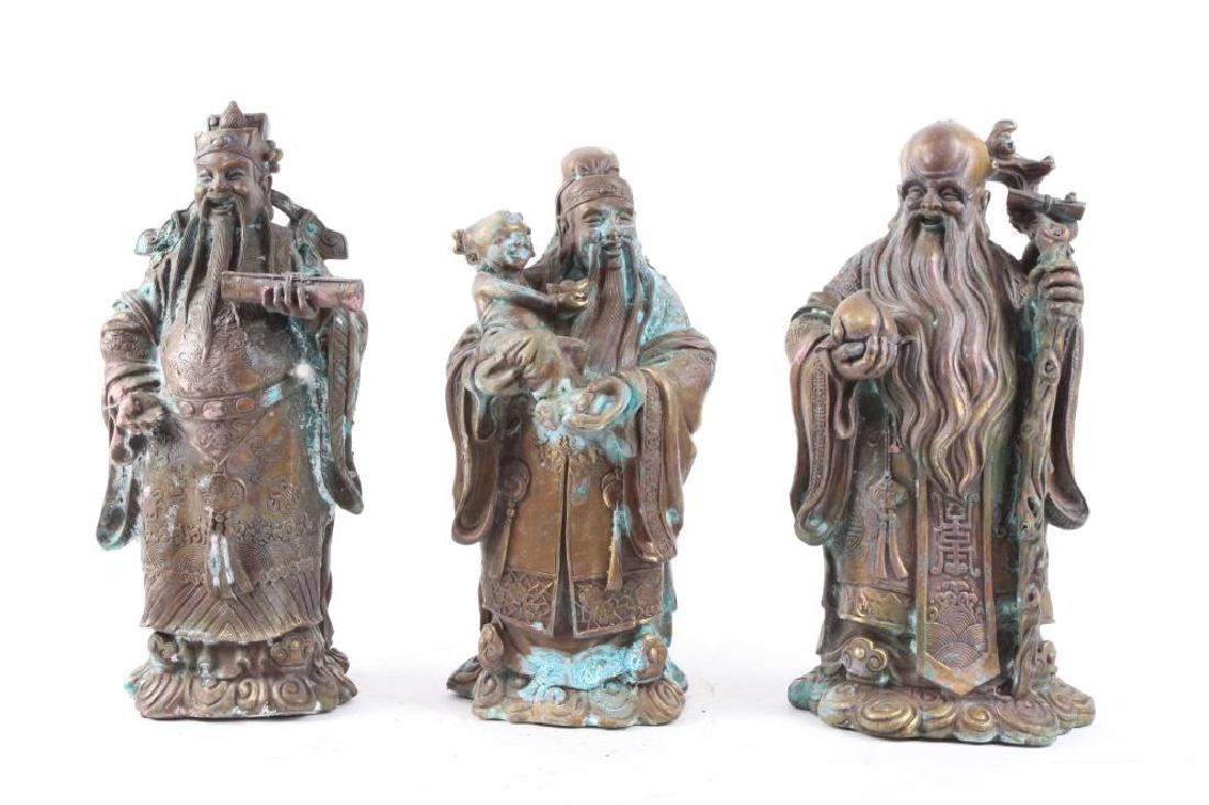 SET OF THREE CHINESE CARVED STATUES OF FU LU SHOU (1 of 2)