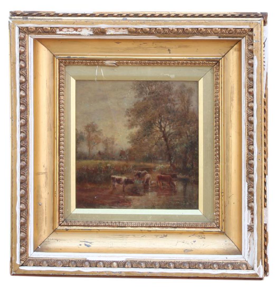 GILTWOOD FRAMED OIL ON BOARD LANDSCAPE PAINTING (1 of 5)