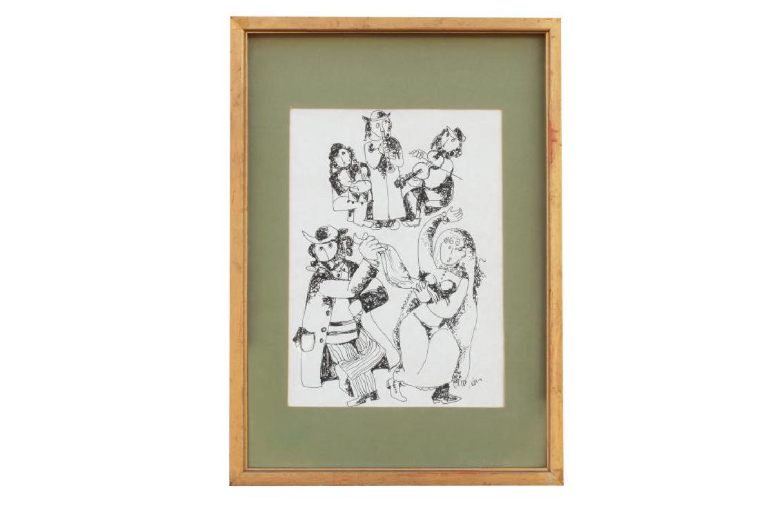 FRAMED PAINTING OF DANCING COUPLES AND MUSICIANS (1 of 4)