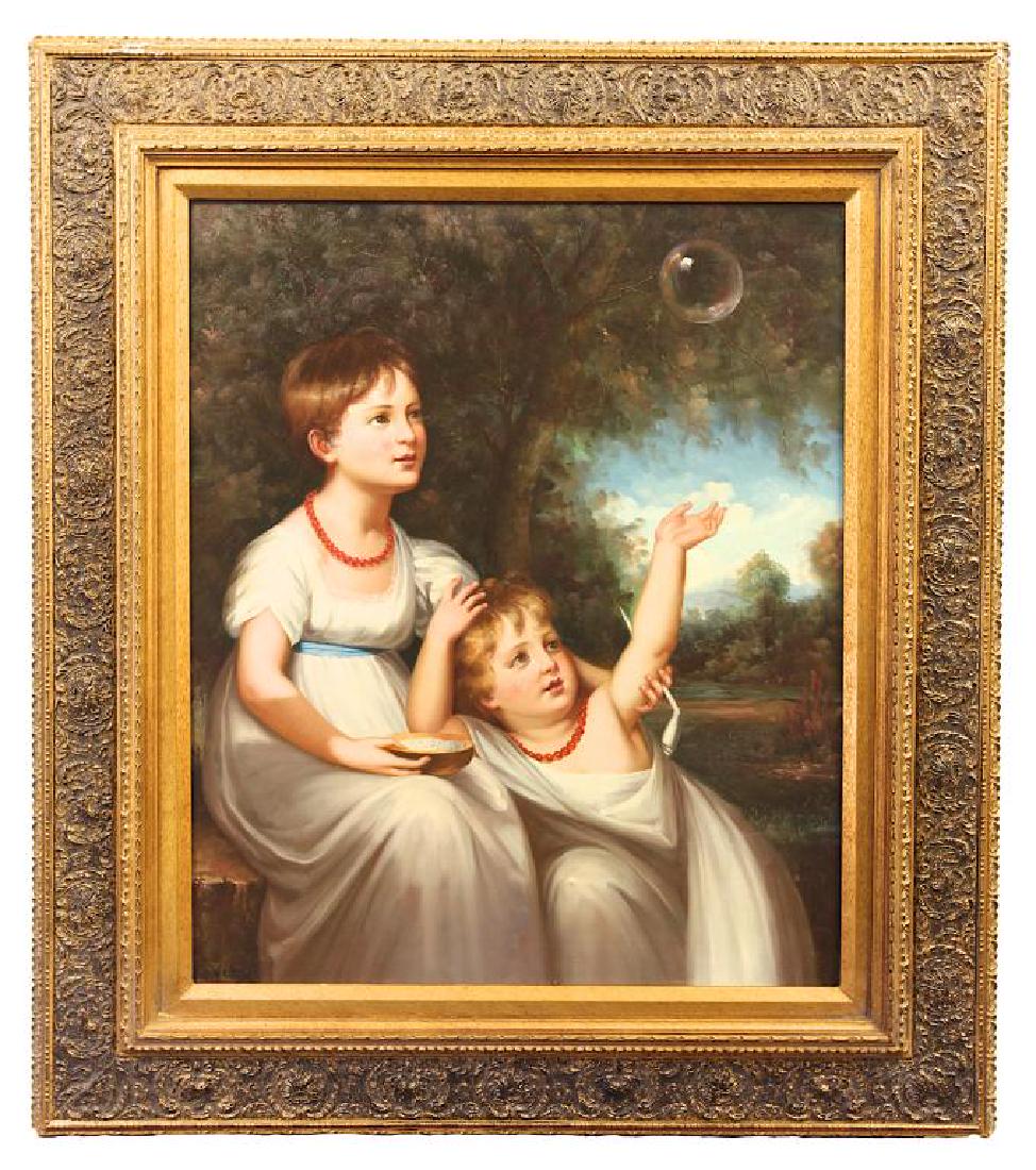 OIL ON CANVAS PAINTING OF TWO SISTERS (1 of 3)