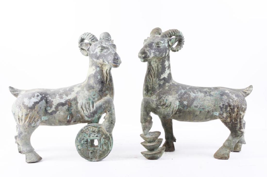 PAIR OF BRONZE RAMS (1 of 2)
