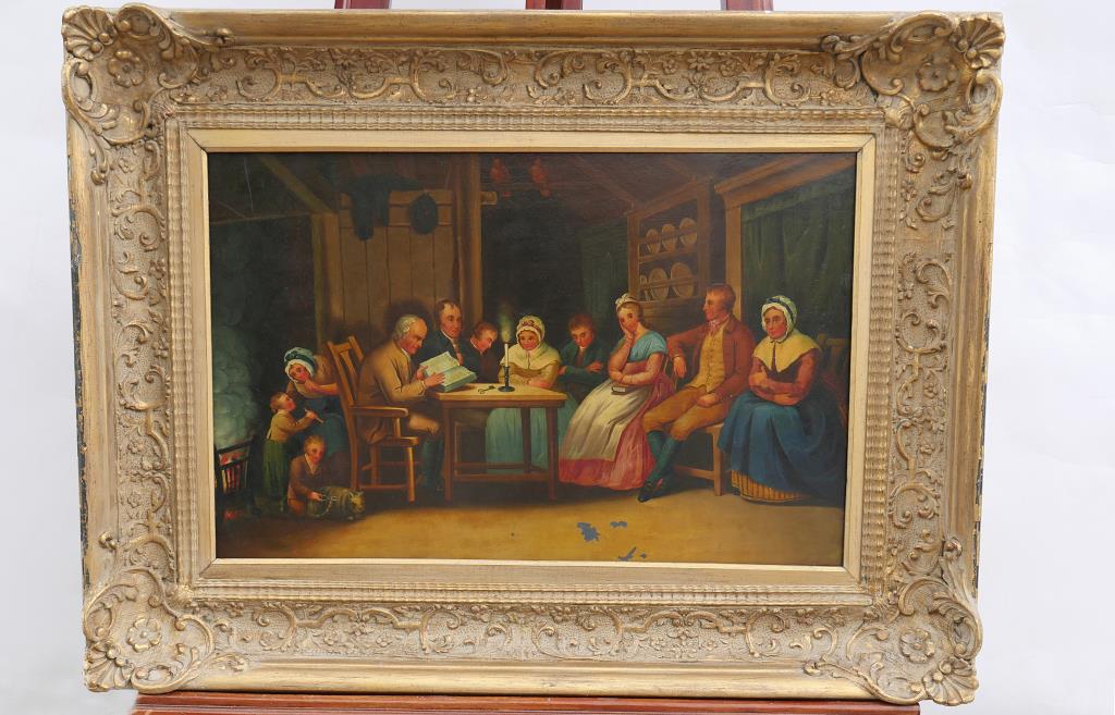 FRAMED OIL ON PANEL PAINTING OF A  RELIGIOUS STUDY (1 of 4)