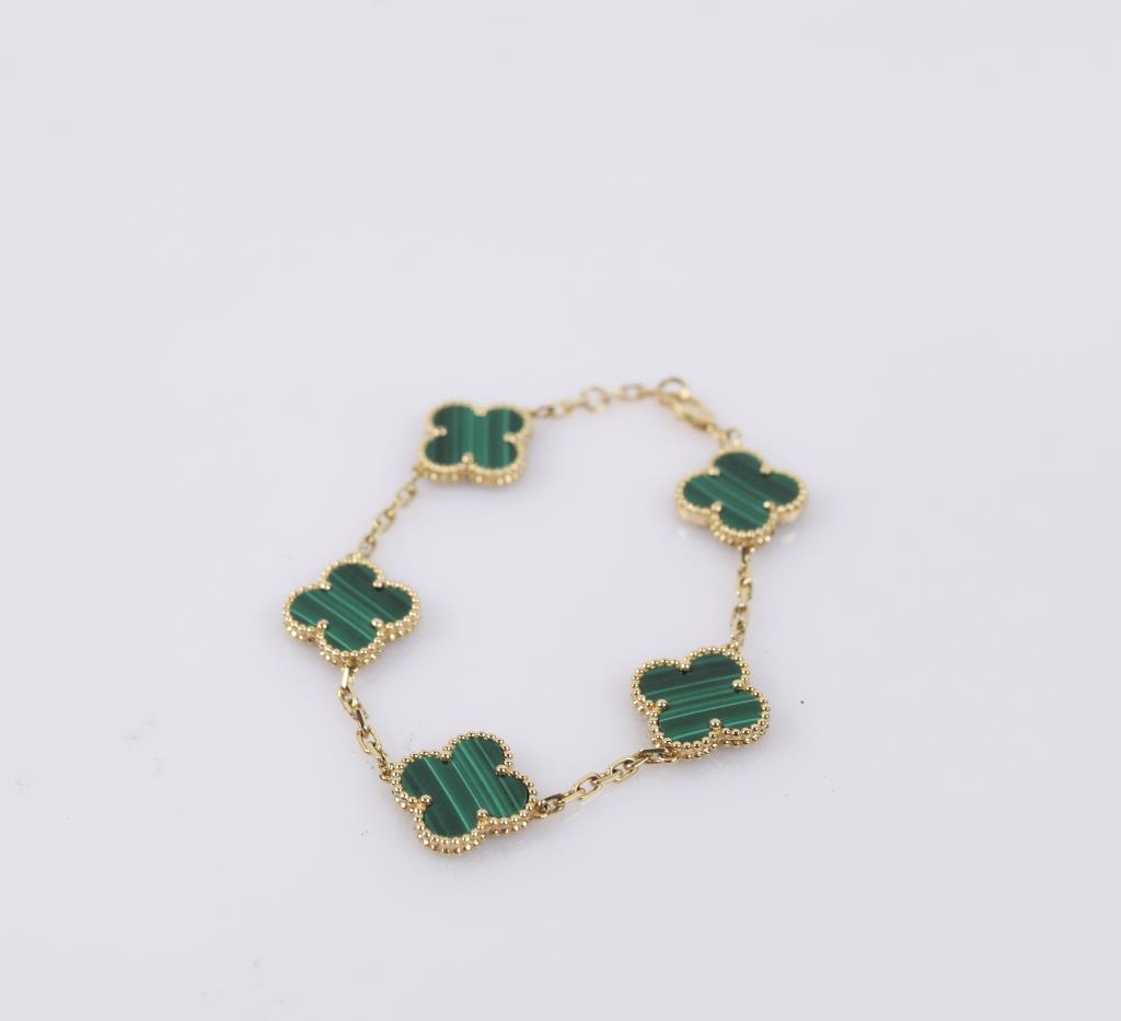 18K MALACHITE VAN CLEEF & ARPELS STYLE BRACELET (1 of 4)
