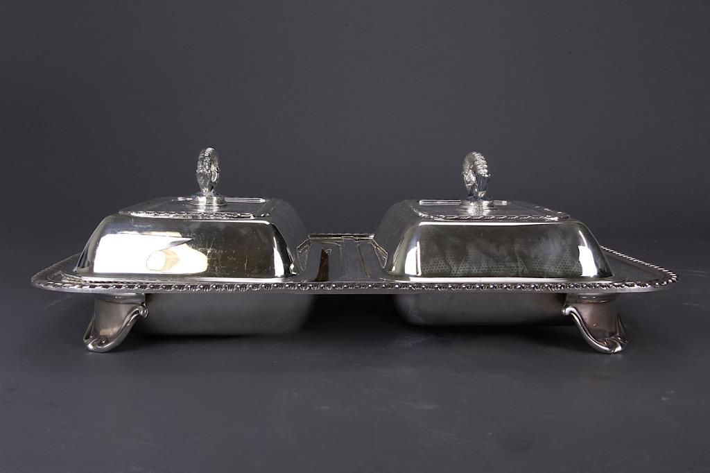 SILVER PLATED DOUBLE ENTREE DISH (1 of 1)