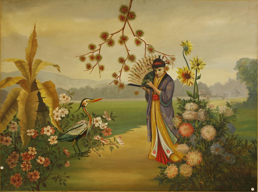 MASSIVE JAPANESE OIL ON CANVAS PAINTING (1 of 2)