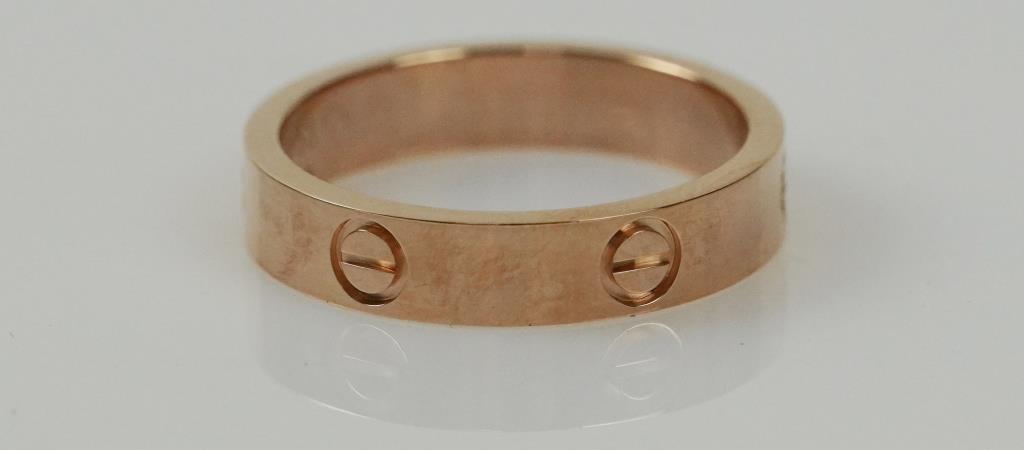 18K VINTAGE CARTIER-STYLE ROSE GOLD WIDE BAND RING (1 of 3)