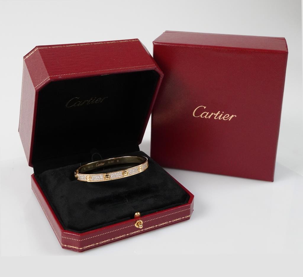 18K VINTAGE CARTIER-STYLE YELLOW GOLD BANGLE (1 of 5)
