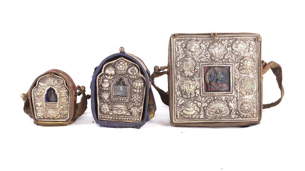 SET OF THREE TIBETAN TRAVEL ALTAR GAU BOXES (1 of 1)