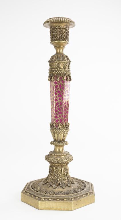GLASS AND GILT BRONZE CANDLE HOLDER (1 of 1)
