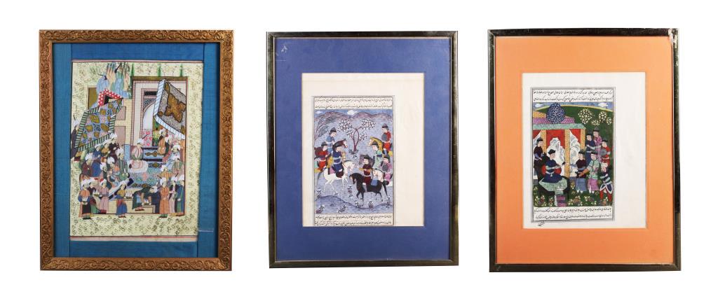 THREE HAND PAINTED PERSIAN GAJAR STYLE PLAQUES (1 of 1)