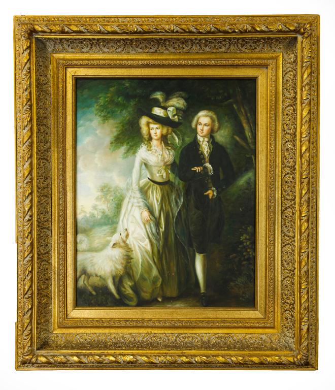 FRAMED PAINTING OF A COUPLE AND A DOG (1 of 1)