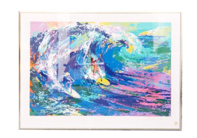 LEROY NEIMAN SERIGRAPH OF A MAN SURFING (1 of 2)