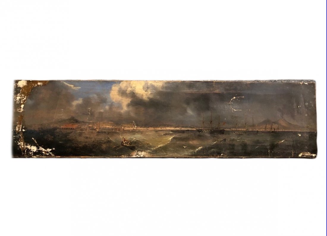 19TH CENTURY OIL PAINTING, OF DESTRUCTION OF POMPEII (1 of 1)