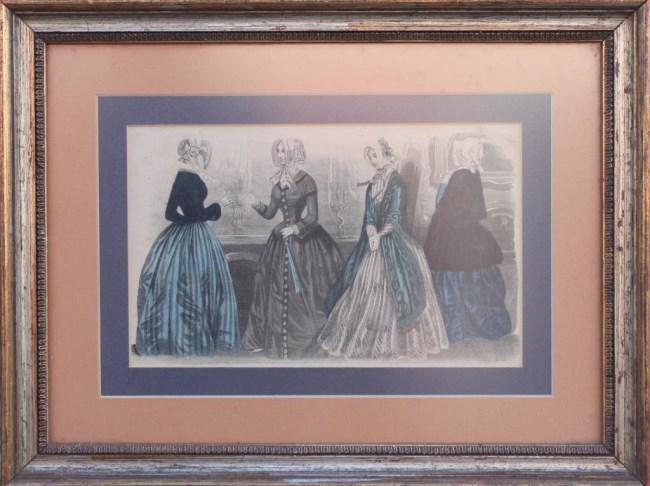 FRAMED PAINTING OF FOUR WOMEN TALKING: Signature to the lower right.