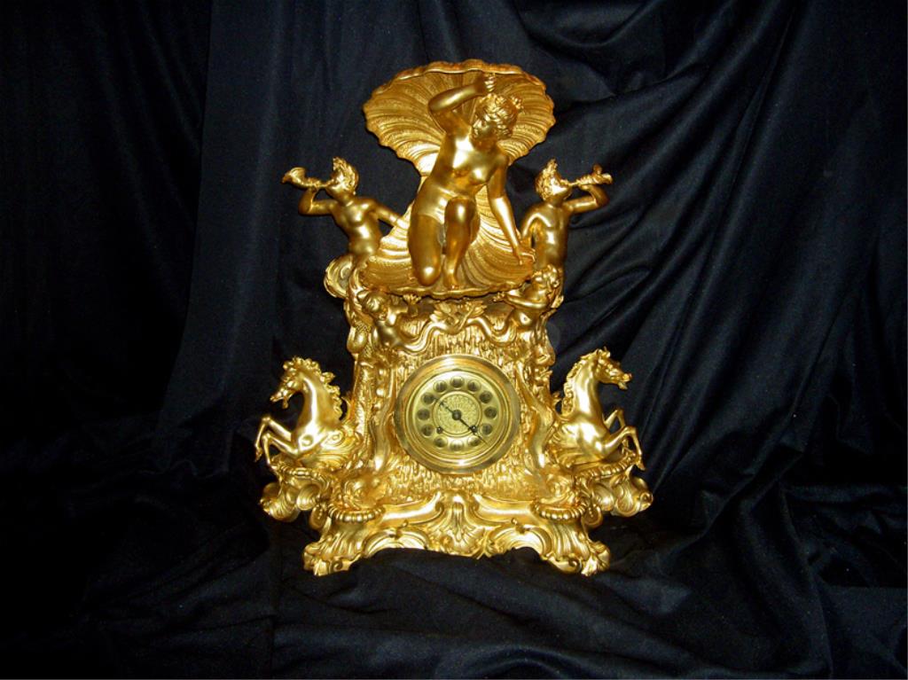 FIGURAL ORMOLU MANTEL CLOCK OF VENUS WITH PUTTI (1 of 1)