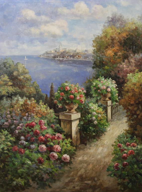 OIL PAINTING ON CANVAS OF A GARDEN VIEW (1 of 1)