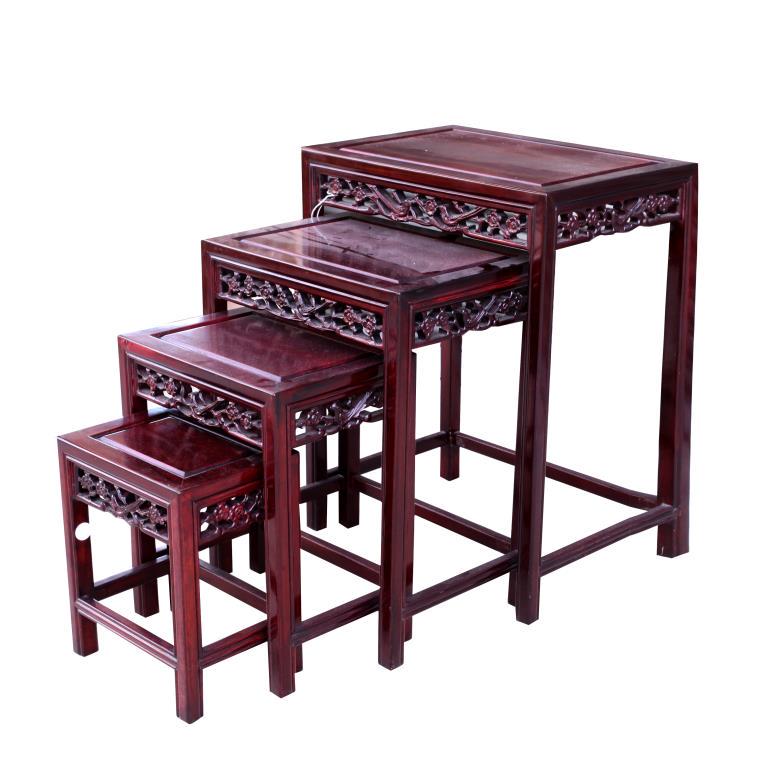 SET OF FOUR CHINESE WOOD TABLE STANDS (1 of 1)