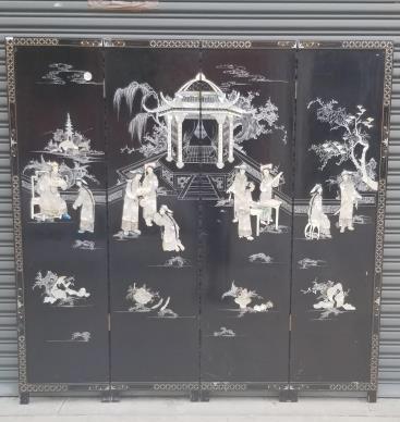 CHINESE FOUR-PANEL SCREEN WITH MOTHER-OF-PEARL (1 of 6)