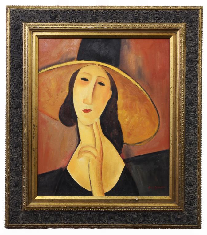 PORTRAIT OF A WOMAN OIL ON CANVAS PAINTING: Signature to read Aier Gorman. L: 20 in., H: 24 in.