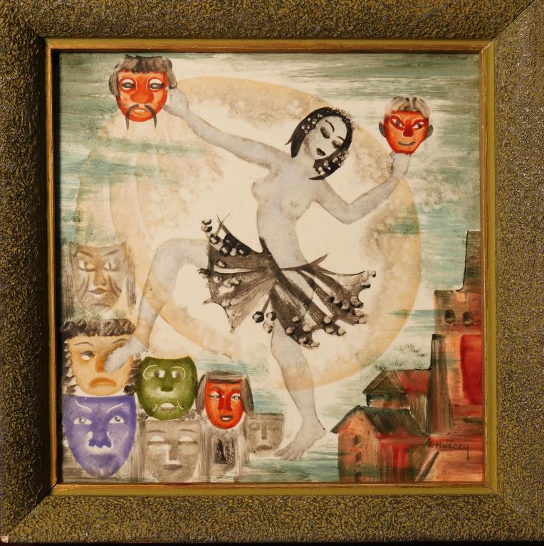 FRAMED PAINTED TILE OF A GODDESS (1 of 4)