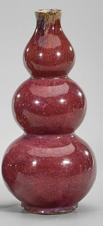 ANTIQUE SANG DE BOEUF TRIPLE GOURD VASE (1 of 3)