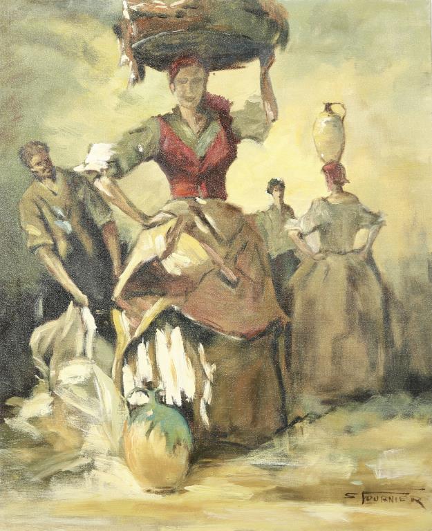 CANADIAN OIL ON CANVAS PAINTING OF A FIGURAL SCENE (1 of 4)