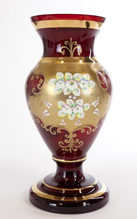 BOHEMIAN RED GLASS VASE (1 of 1)