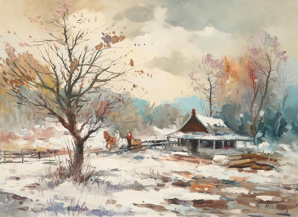 GEZA GORDON MARICH, CANADIAN (1913 - 1985): Geza Gordon Marich was a Canadian painter who was born in 1913. Geza Gordon Marich's work has been offered at auction multiple times. MONTREAL STREET SCENE, sold at Waddington's in 2011. The artist di