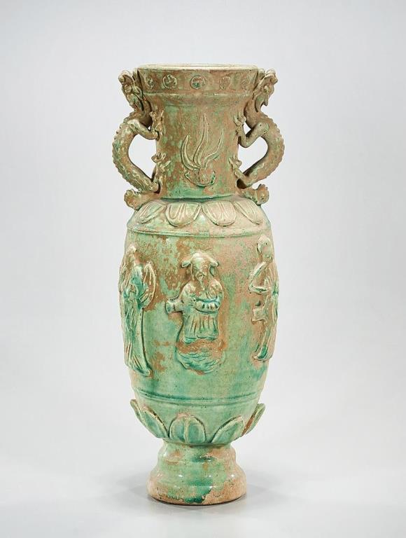 CHINESE GLAZED POTTERY VASE (1 of 7)