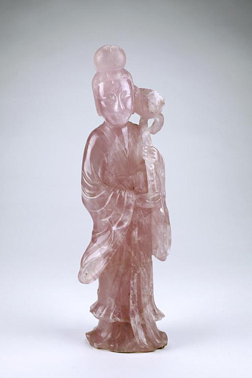 CHINESE ROSE QUARTZ FIGURE OF A GUANYIN (1 of 8)