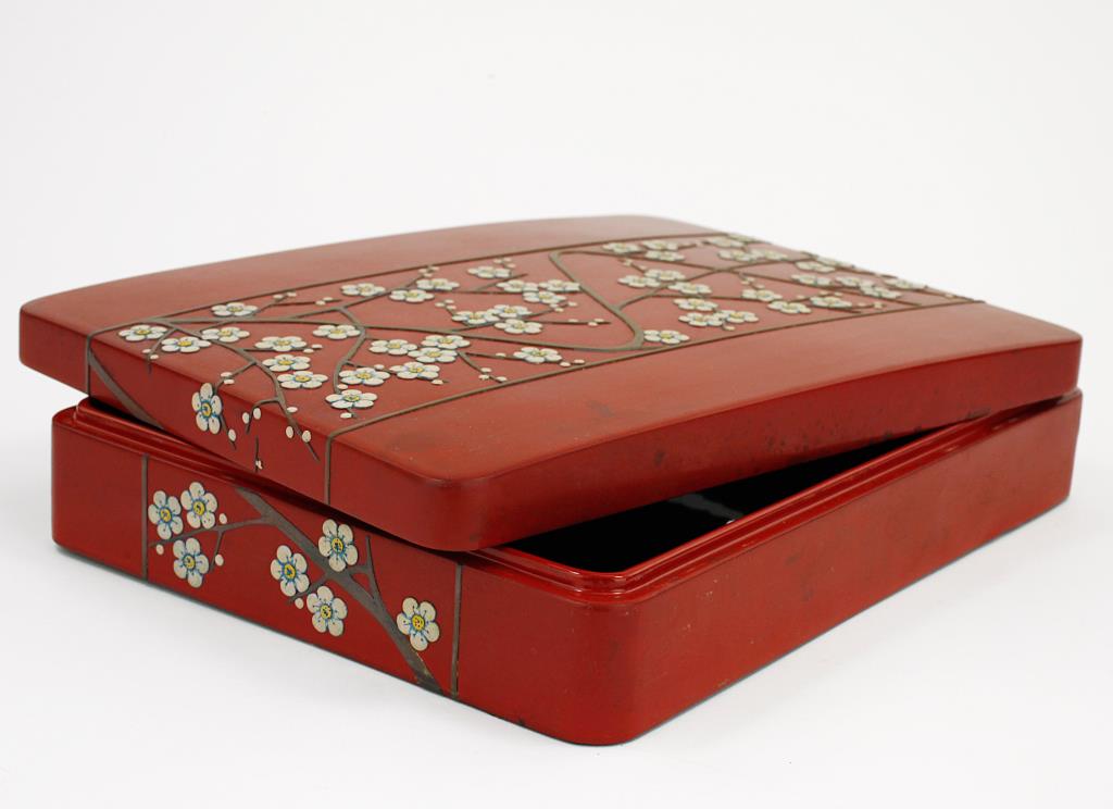 JAPANESE RYUKYU KAKUMAN RED LACQUER BOX (1 of 3)