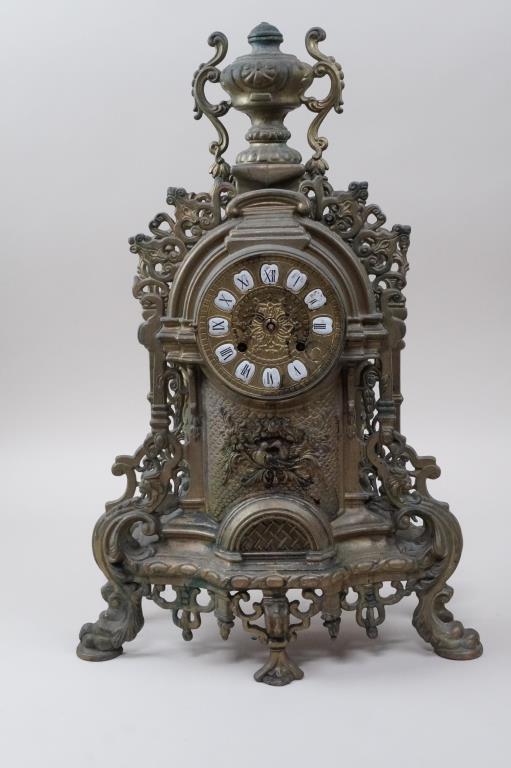ANTIQUE EUROPEAN BRONZE MANTLE CLOCK (1 of 6)