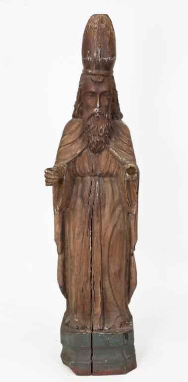 18TH C. LARGE CARVED WOOD RELIGIOUS FIGURE (1 of 4)